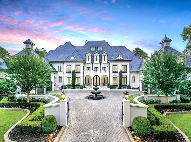 herringbone flooring - french luxury mansion